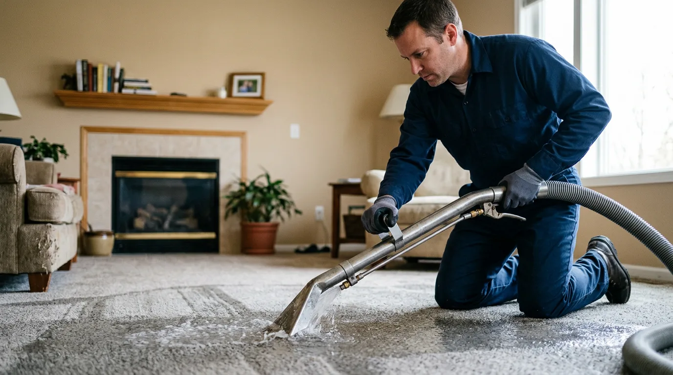 Water damage restoration technician working near Shoreham, NY